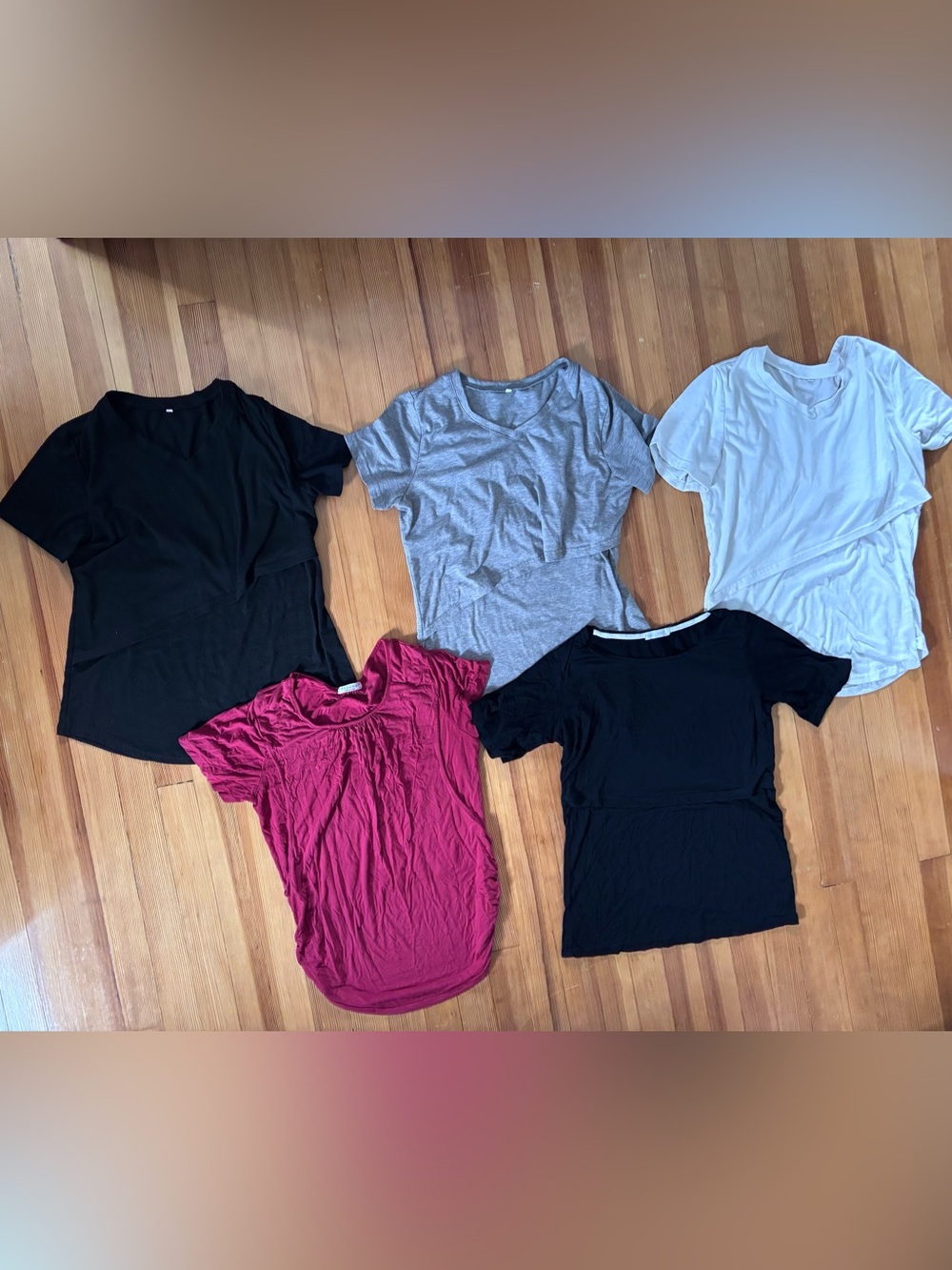 Maternity Nursing Breastfeeding Pumping 5 T-Shirt Bundle Size Small